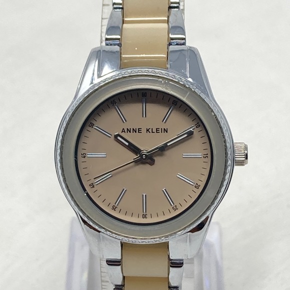 Anne Klein Accessories - Anne Klein Watch Women 30mm Silver Tone Beige Resin WR 30M New Battery 6.5"